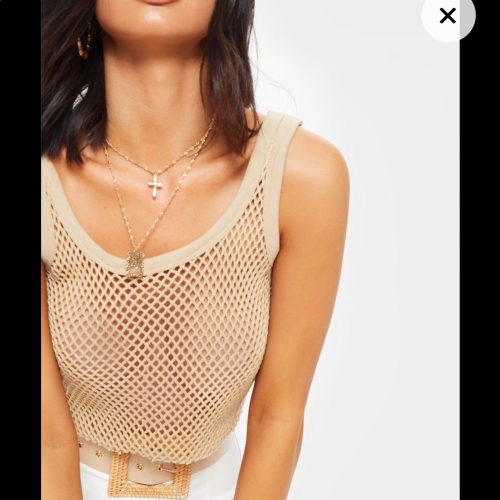 NWT Stone knitted cropped fishnet vest top